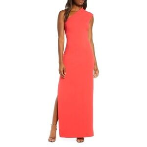 Elegant One-Shoulder Red Dress